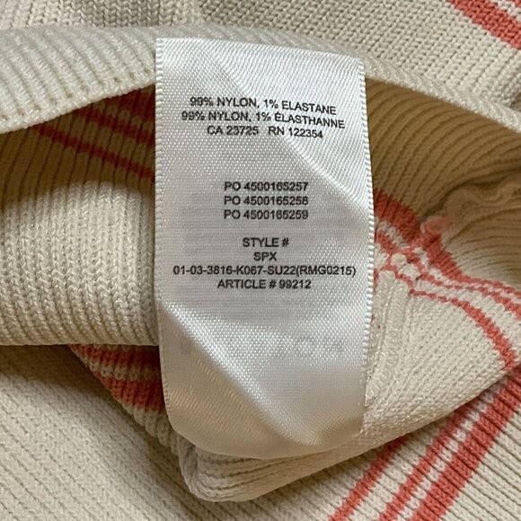 Aritzia Babaton XS Striped Knit Cami Tank Top Adjustable Straps Cream Coral Summ - Picture 4 of 5